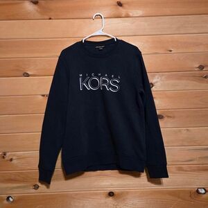 Michael Kors Navy Fleece Lined Cozy Relax Fit Pullover Sweatshirt Sweater Medium